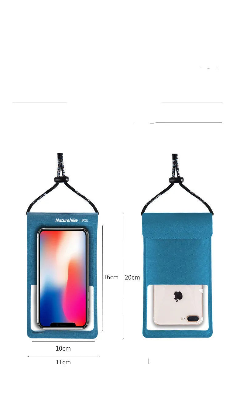 Mobile phone waterproof bag TPU 420D nylon IPX8 sealed diving pouch with touch screen, four colours blue grey orange black