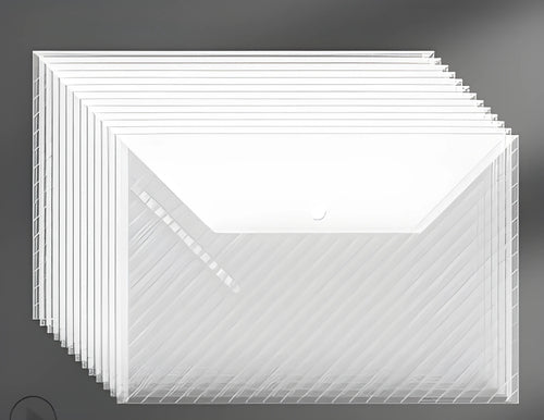A4 thickened plastic file bag with snap closure in blue twill style showing test paper storage