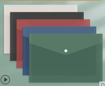 A4 thickened plastic file bag with snap closure in blue twill style showing test paper storage