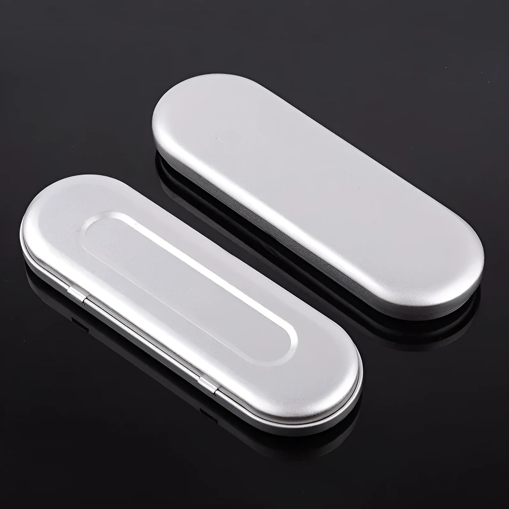 Rectangular frosted iron tinplate cosmetic box with dimensions 175mm by 60mm by 18mm.