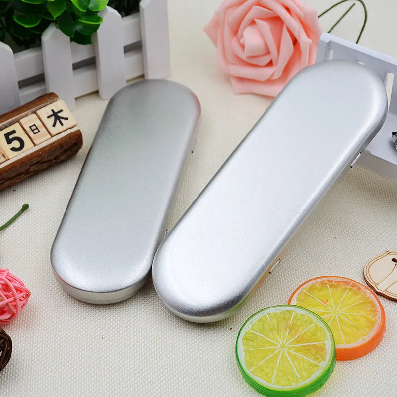 Rectangular frosted iron tinplate cosmetic box with dimensions 175mm by 60mm by 18mm.