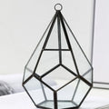 Metal and glass succulent bonsai home decoration in two style options for shelf display.