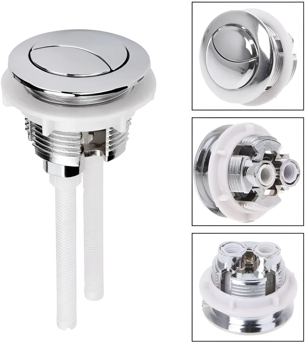 38mm white ABS plastic double flush button for one-piece toilet replacement.