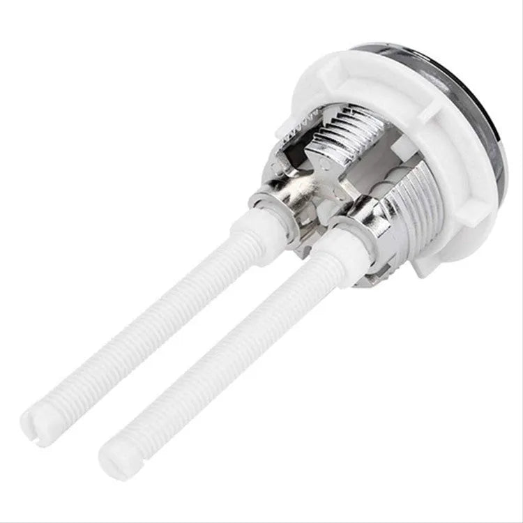 38mm white ABS plastic double flush button for one-piece toilet replacement.