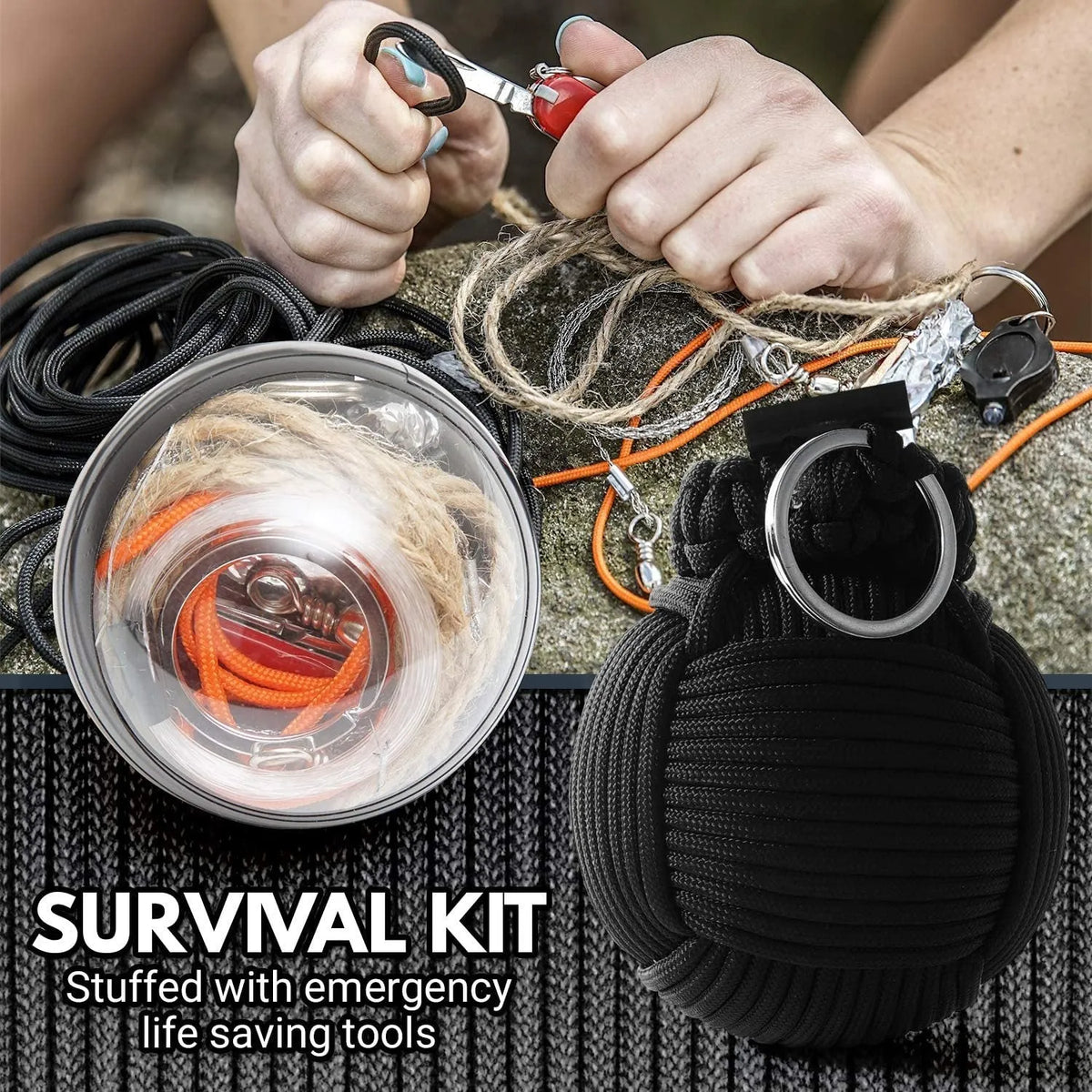 Outdoor Survival Tool Tactical Pack 9cm seven core umbrella rope in black, army green, and camouflage colour options