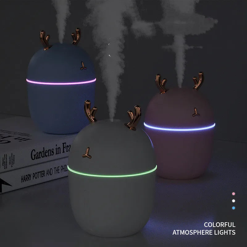 Small USB silent humidifier cute pet style 300ml capacity for bedroom air-conditioned room blue pink white