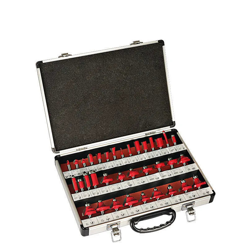 35-piece woodworking side cutter set showing multiple handle sizes and colour-coded organisation