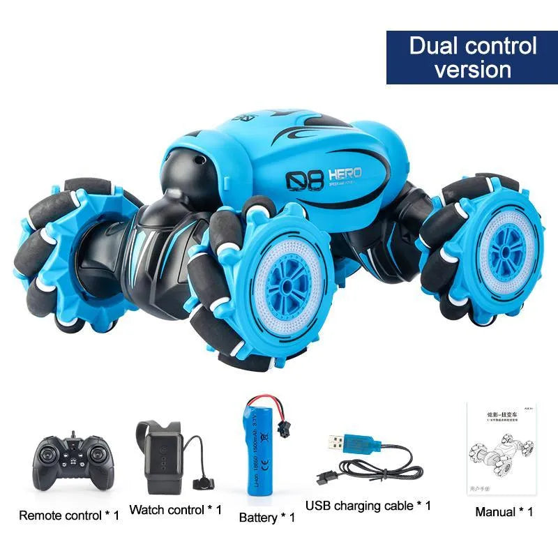 Gesture sensing deformation remote control car in blue, green or orange colours with somatosensory remote control