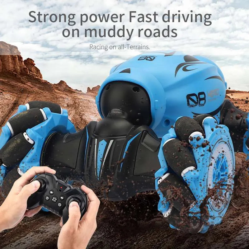 Gesture sensing deformation remote control car in blue, green or orange colours with somatosensory remote control