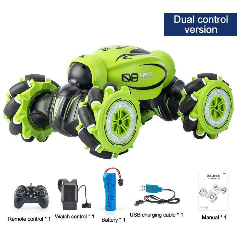 Gesture sensing deformation remote control car in blue, green or orange colours with somatosensory remote control