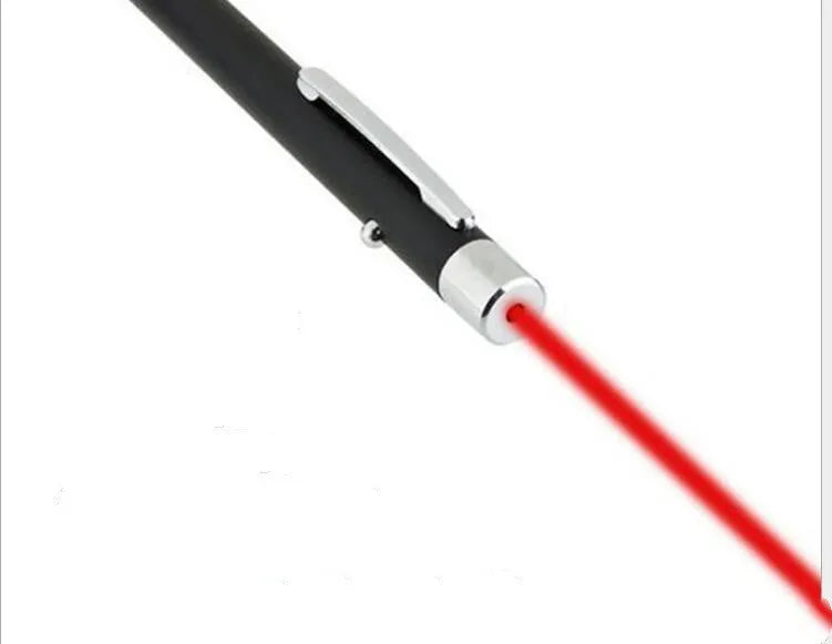 Black laser pointer pen with red infrared beam for presentations measuring 13.5 cm long