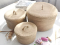 Japanese-style linen storage basket with cover in three sizes for underwear organisation
