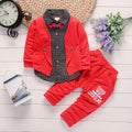Toddler boys casual printed suit set with jacket and trousers for ages 1-3 years