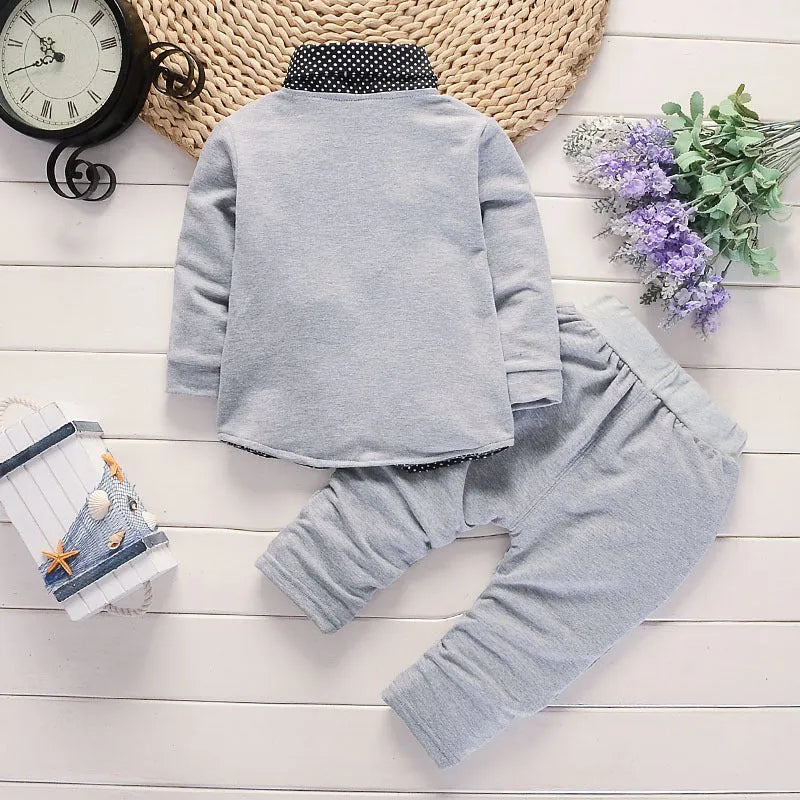 Toddler boys casual printed suit set with jacket and trousers for ages 1-3 years