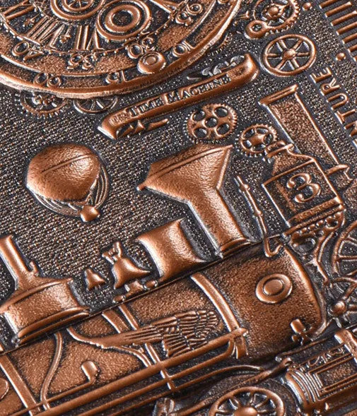 European relief embossed notepad diary in metallic colours measuring 21.5cm by 14.5cm