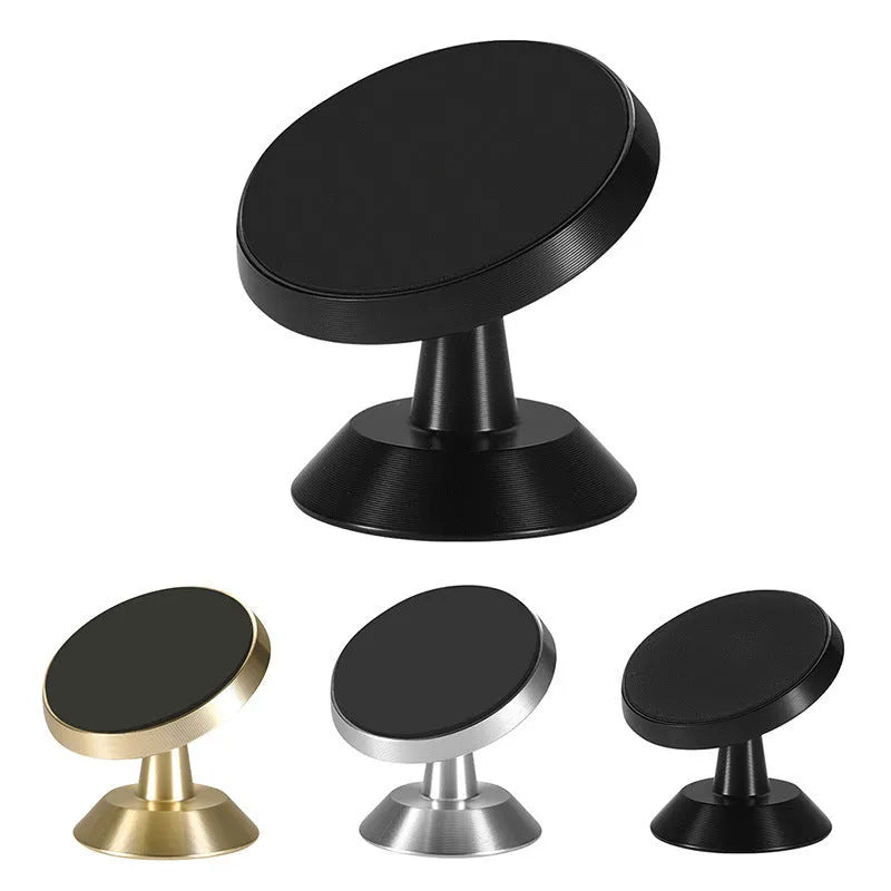 Universal magnetic car phone holder in black silver and gold colours for smartphone mounting