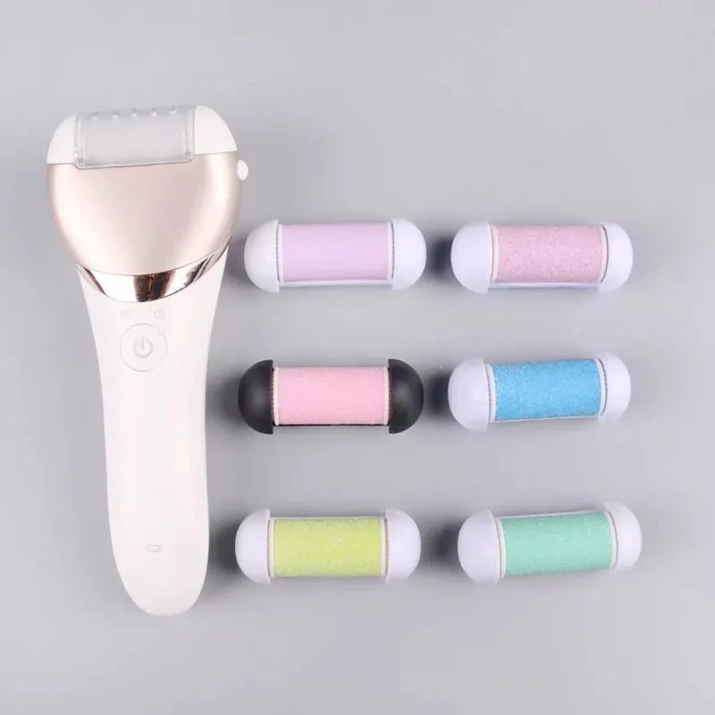 White ladies five-in-one rechargeable electric shaver and plucker for whole body hair removal, with ABS body