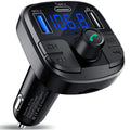 Black car MP3 Bluetooth player charger with monochrome screen and USB port on ABS body