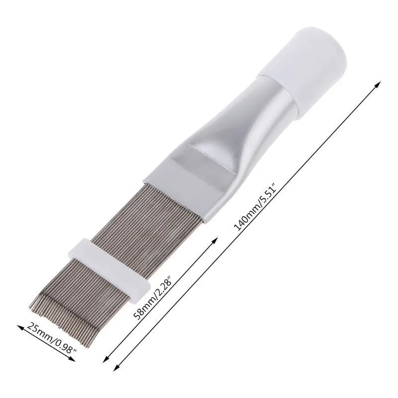 Stainless steel air conditioning fin comb cleaning brush with metal fin comb tool