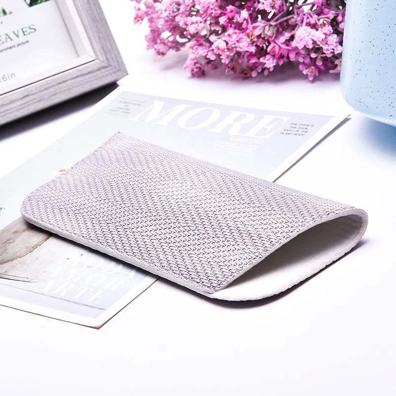 Portable PP grass glasses bag in blue, pink, and purple colours, closed design for storing glasses and sunglasses