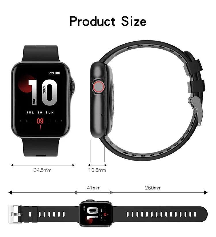 D06 black Bluetooth smartwatch with colour screen on a liquid silicone strap, showing split-screen display.