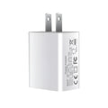 White 18W PD fast charger with dual USB-C ports for iPhone 12 with EU UK US plug options