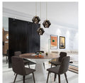 Rubik's Cube style glass chandelier with LED light in black finish for living room or dining room