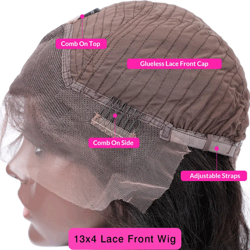 Black front lace small wave curly wig with half hand woven construction in 16 to 26 inch lengths