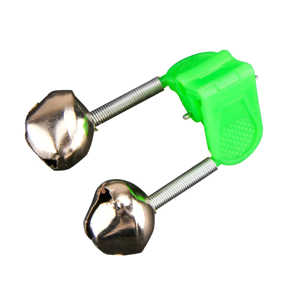 Set of 10 ABS and metal fishing rod alert bells with a multi-function jack for bite detection.