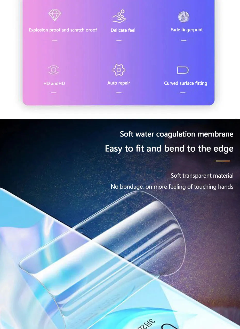Three hydrogel screen protectors for Huawei P30 Pro, P20, P10 and Honor phones in PET film