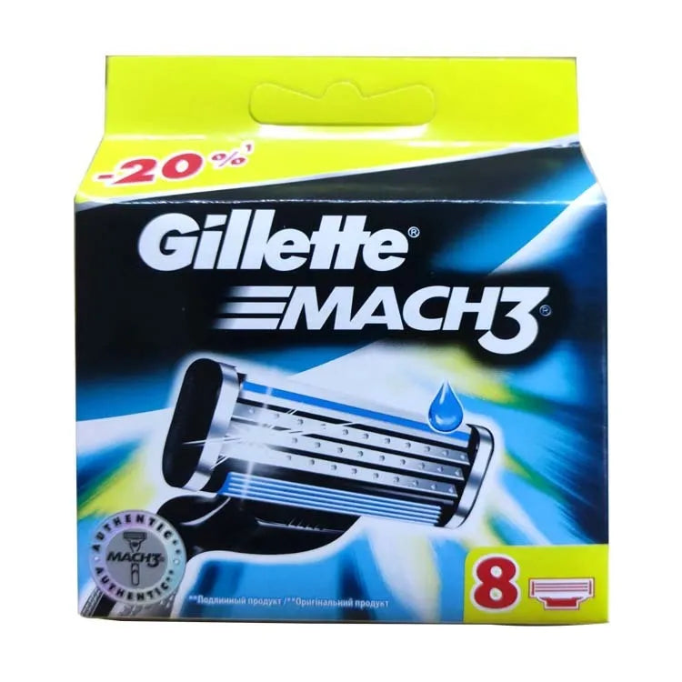 Gillette Front Speed 3 blue manual razor with three blades and eight replacement blade refills