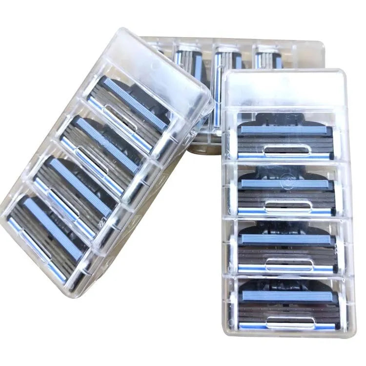 Gillette Front Speed 3 blue manual razor with three blades and eight replacement blade refills