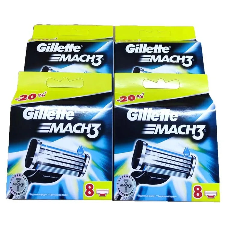 Gillette Front Speed 3 blue manual razor with three blades and eight replacement blade refills