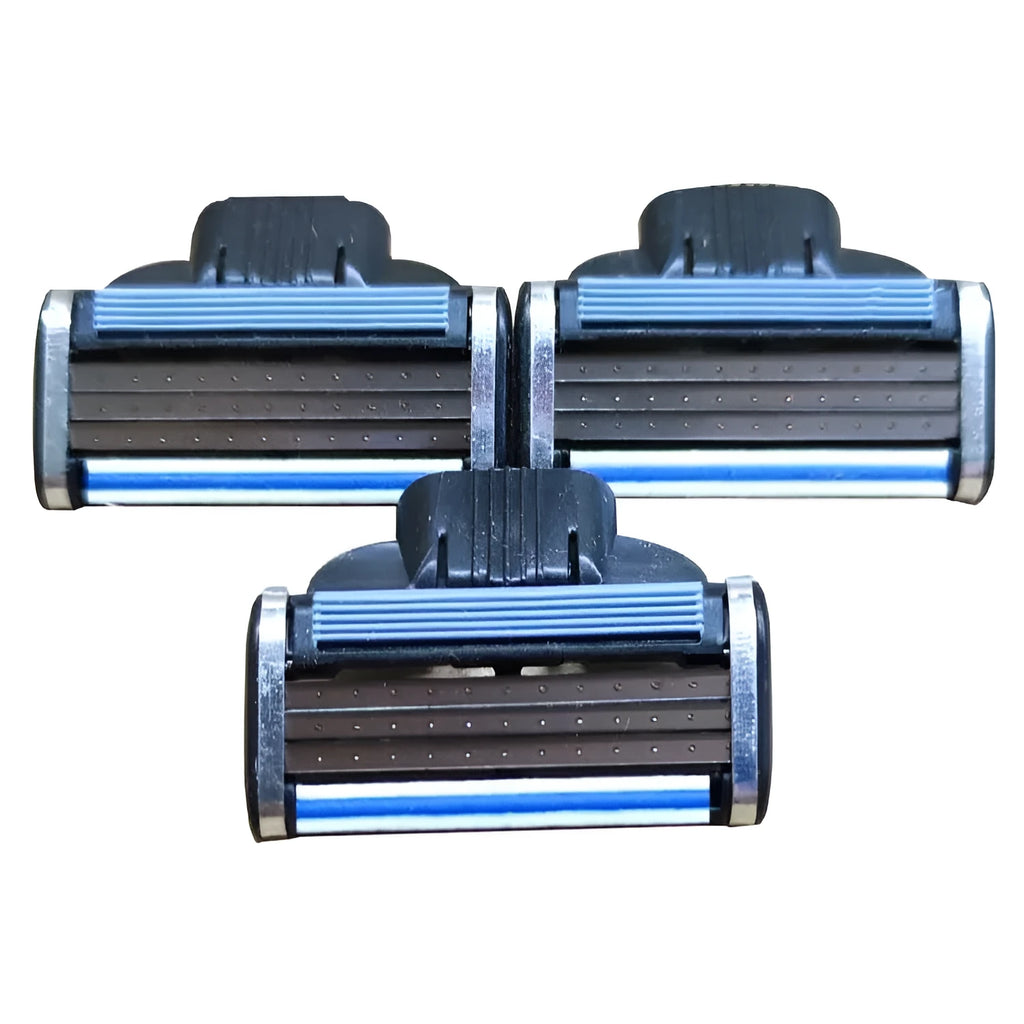 Gillette Front Speed 3 blue manual razor with three blades and eight replacement blade refills