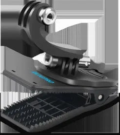 Silver and black 360-degree rotating backpack clip mount for GoPro and action cameras.