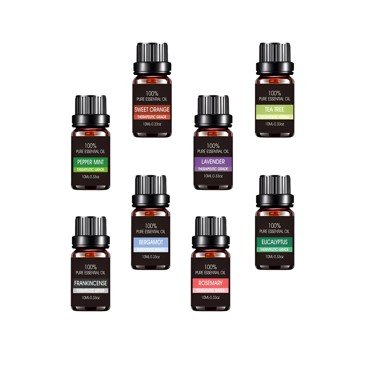 Organic essential oils set 28 x 10ml bottles in a gift kit with assorted fragrances including lavender and peppermint