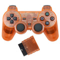 PS2 wireless game controller in seven colour options showing snowflake D-pad and button layout.
