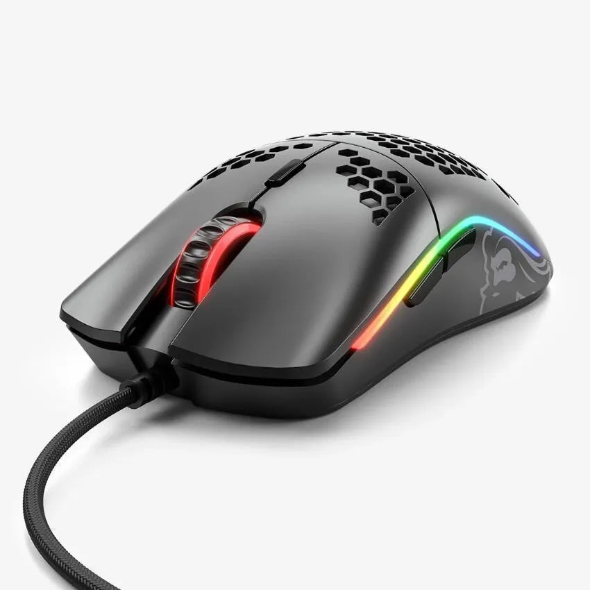 Hollow lightweight wired gaming mouse with optical sensor, 12000 DPI, USB, black matte finish