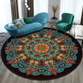 Round national style polyester rug in multiple colour and size options