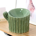 RandyPet ceramic high-leg cat and dog bowl with cactus design, available in green or white single and double branch