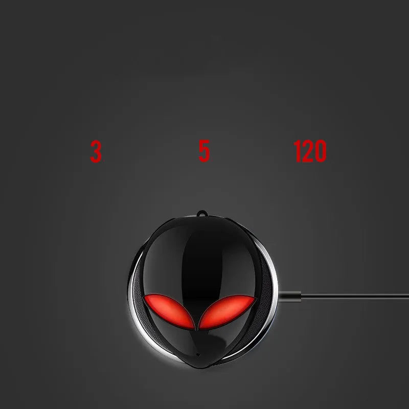 Creative Outer T8 Starman alien design wireless earbuds in red and blue with charging case.