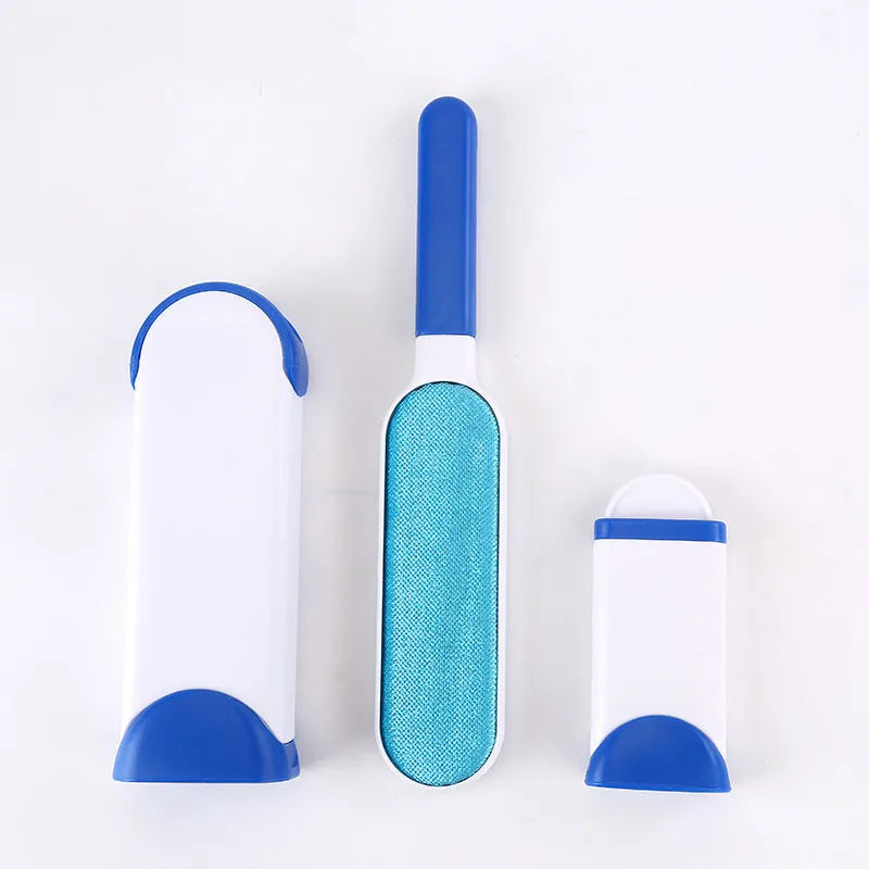 Double-sided pet brush fur comb tool with self-cleaning base in extra-large reusable design