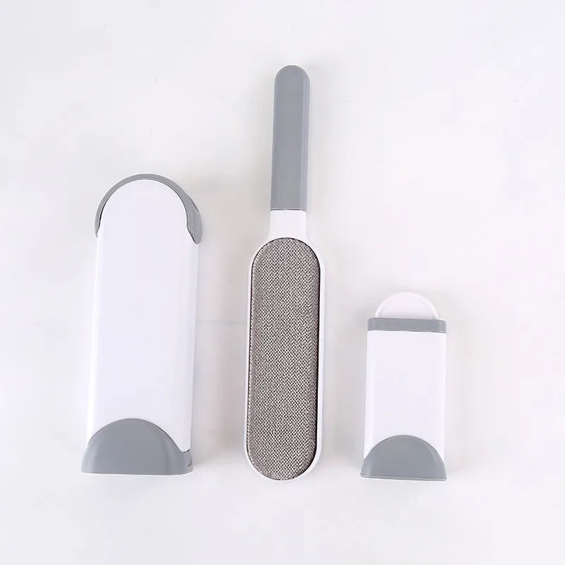 Double-sided pet brush fur comb tool with self-cleaning base in extra-large reusable design