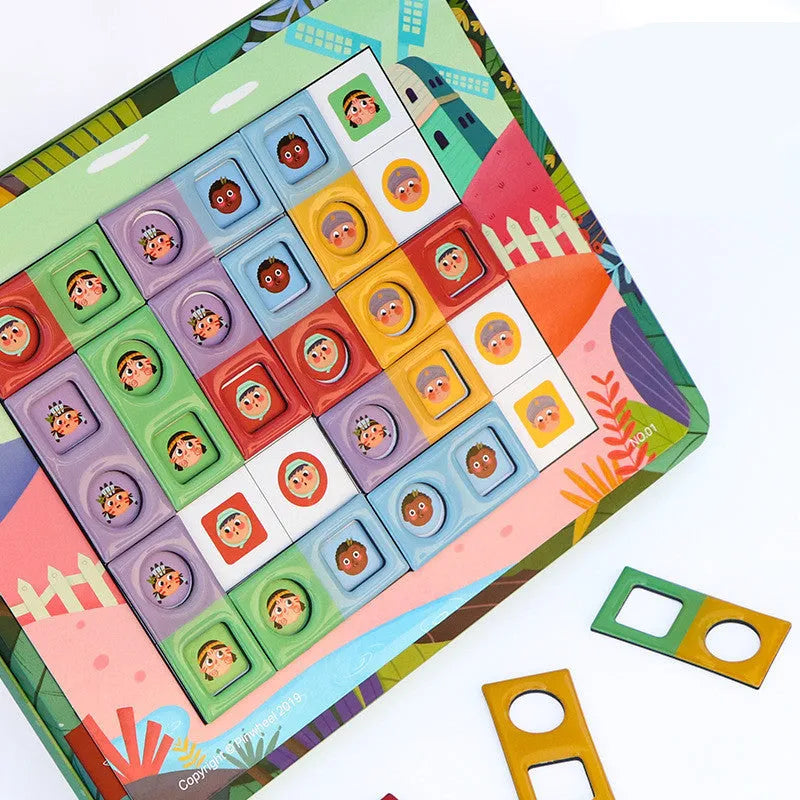 Magnetic glue butt bump reasoning logic table game with silicone components in colour box packaging