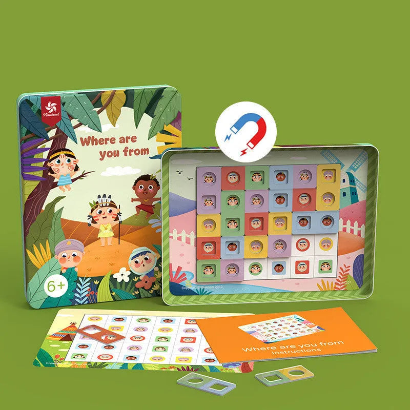 Magnetic glue butt bump reasoning logic table game with silicone components in colour box packaging