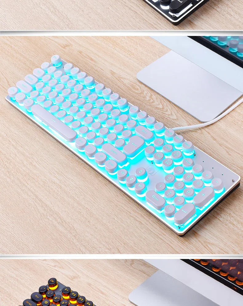 Viper wired gaming keyboard with retro punk luminous backlight, 104 keys, USB connection, black colour