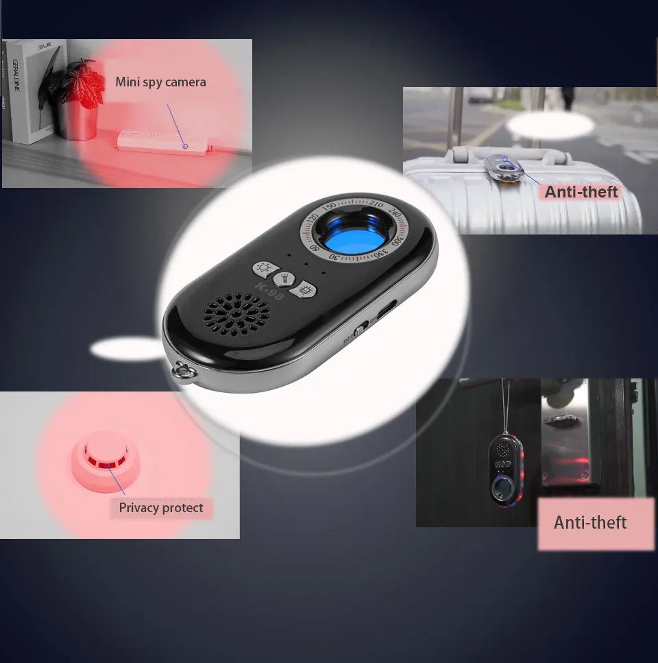 Compact wireless signal detector with ABS plastic housing for travel anti-theft protection
