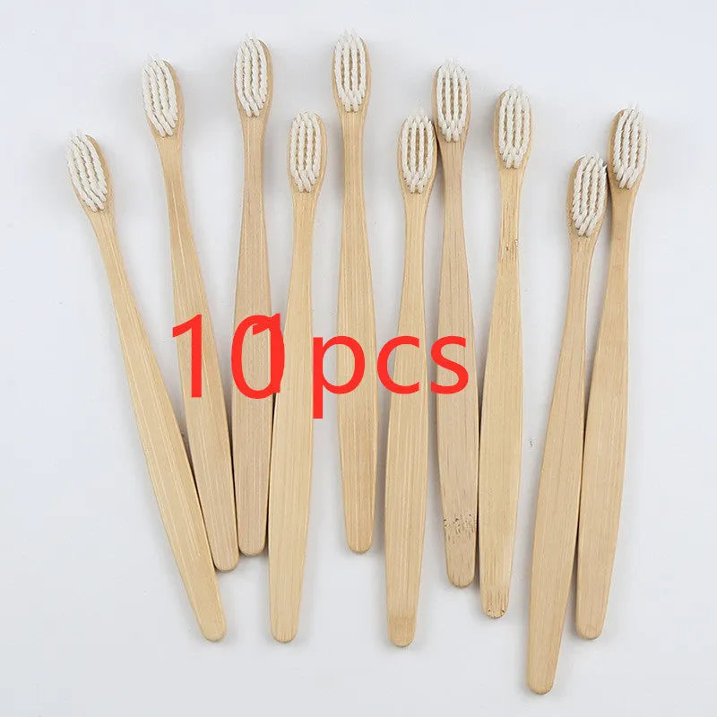 Rainbow bamboo toothbrush with natural biodegradable handle for eco-friendly oral care