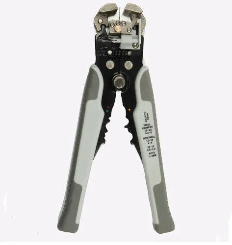 Yellow automatic 3-in-1 wire stripper crimper cutter tool for electrical work on 4-24 AWG wire
