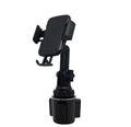 Black ABS car phone and tablet holder with 360-degree rotating head on a dashboard.